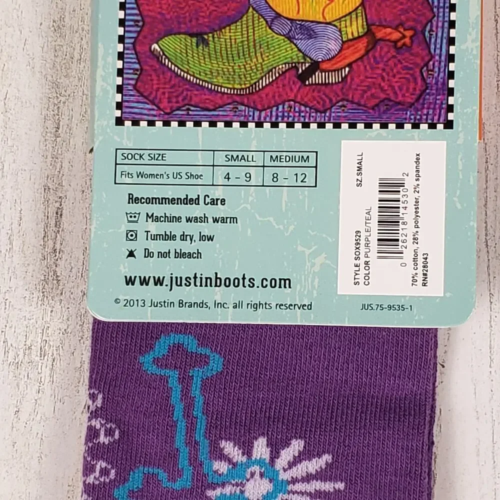 NWT Justin Boots Fashion Cushioned Sole Over The Calf Socks Women's Size Small